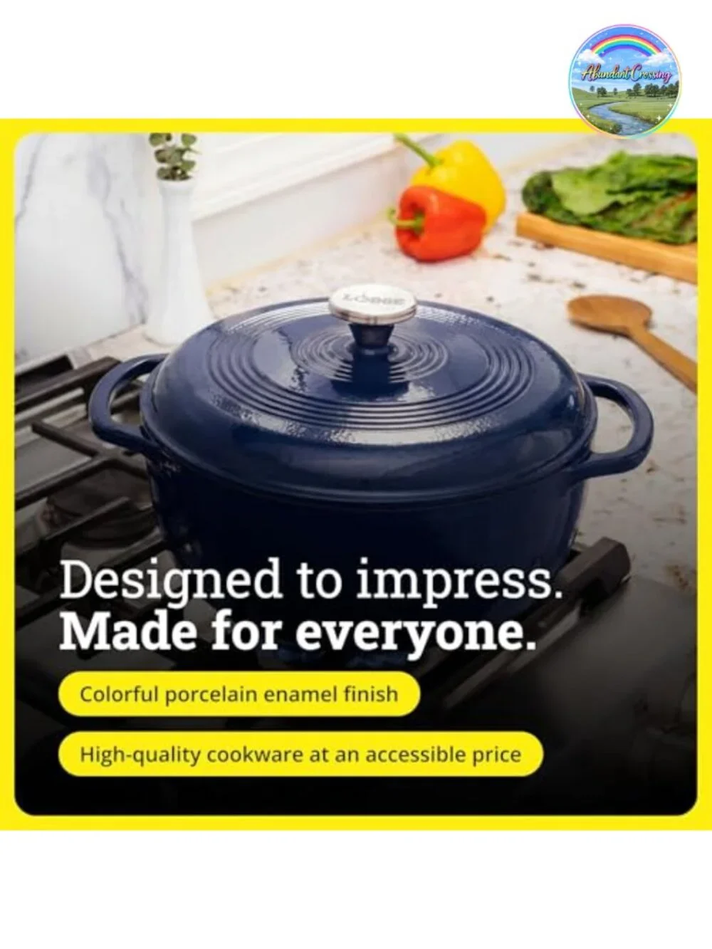 Enameled Cast Iron Dutch Oven 6 Qt - Bread Baking, Braising, Slow Cooking